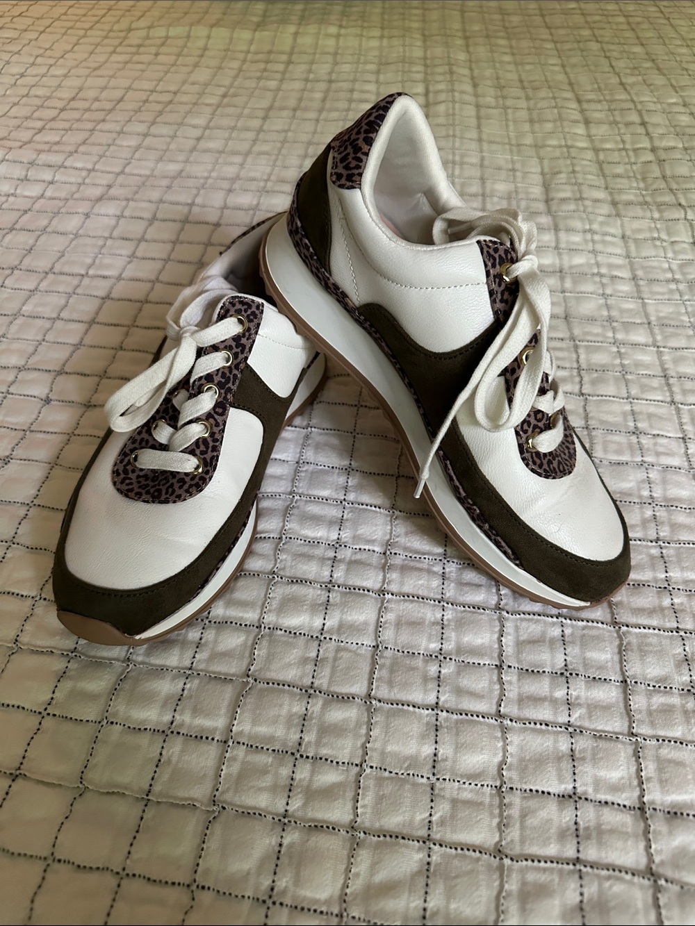 Crown & Ivy Sneakers with Olive Suede & Leopard Accent